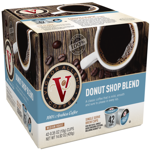 Victor Allen's Donut Shop Blend Coffee , Medium Roast, Single Serve Brew Cups