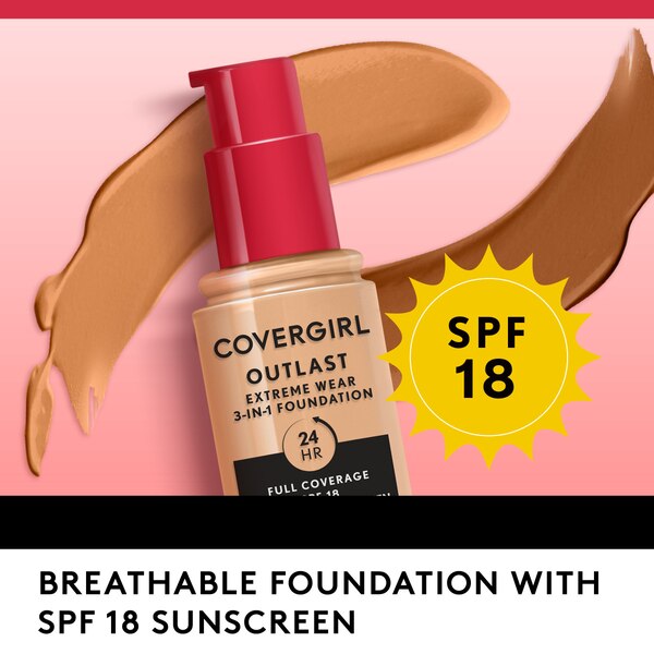 CoverGirl Outlast Extreme Wear 3-in-1 Full Coverage Liquid Foundation with SPF 18 Sunscreen
