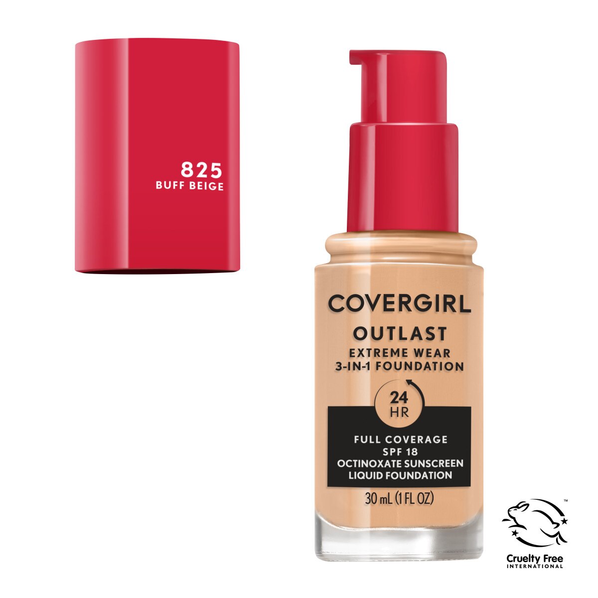 CoverGirl Outlast Extreme Wear 3-in-1 Full Coverage Liquid Foundation with SPF 18 Sunscreen image.