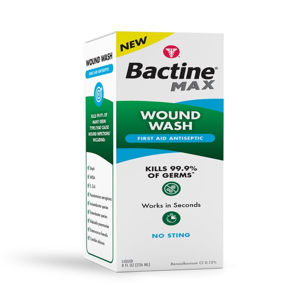 Bactine MAX Wound Wash First Aid Antiseptic, 8 OZ