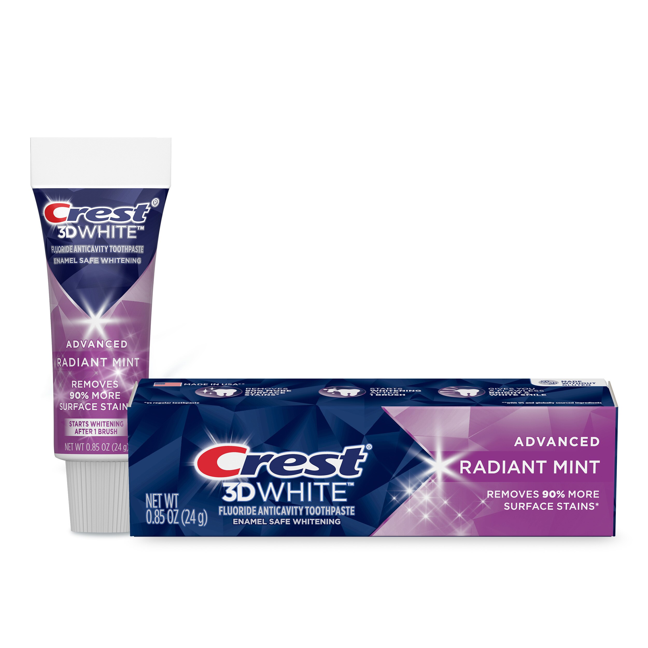 Crest 3D White, Whitening Toothpaste Radiant Mint, 0.85 OZ