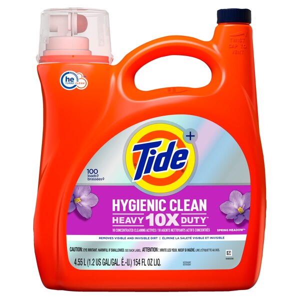 Tide HE Hygienic Liquid Laundry Detergent, Clean Spring Meadow Scent, 94 Loads, 132 oz