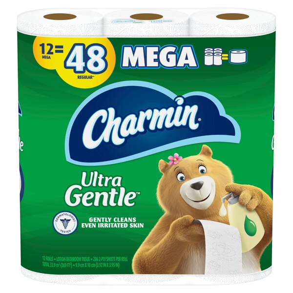 Charmin Ultra Gentle Toilet Paper, 12 Mega Rolls, 231 Sheets Per Roll
