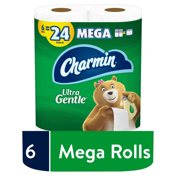 Charmin Ultra Gentle Toilet Paper, 6 Mega Rolls, 231 Sheets Per Roll