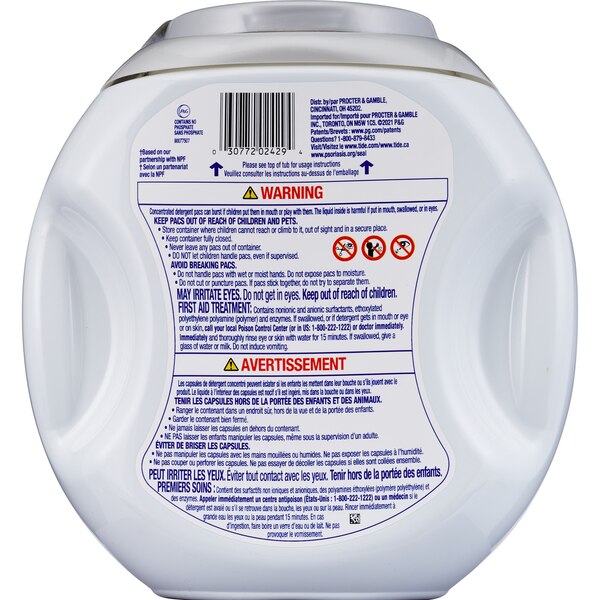 Tide + Power PODS Hygienic Clean Laundry Detergent Pacs, Free & Clear, 25 ct