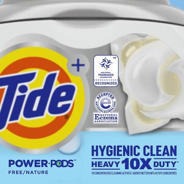Tide + Power PODS Hygienic Clean Laundry Detergent Pacs, Free & Clear, 25 ct