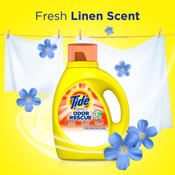 Tide Simply + Odor Rescue Liquid Laundry Detergent, Fresh Linen, 20 Loads, 31 oz
