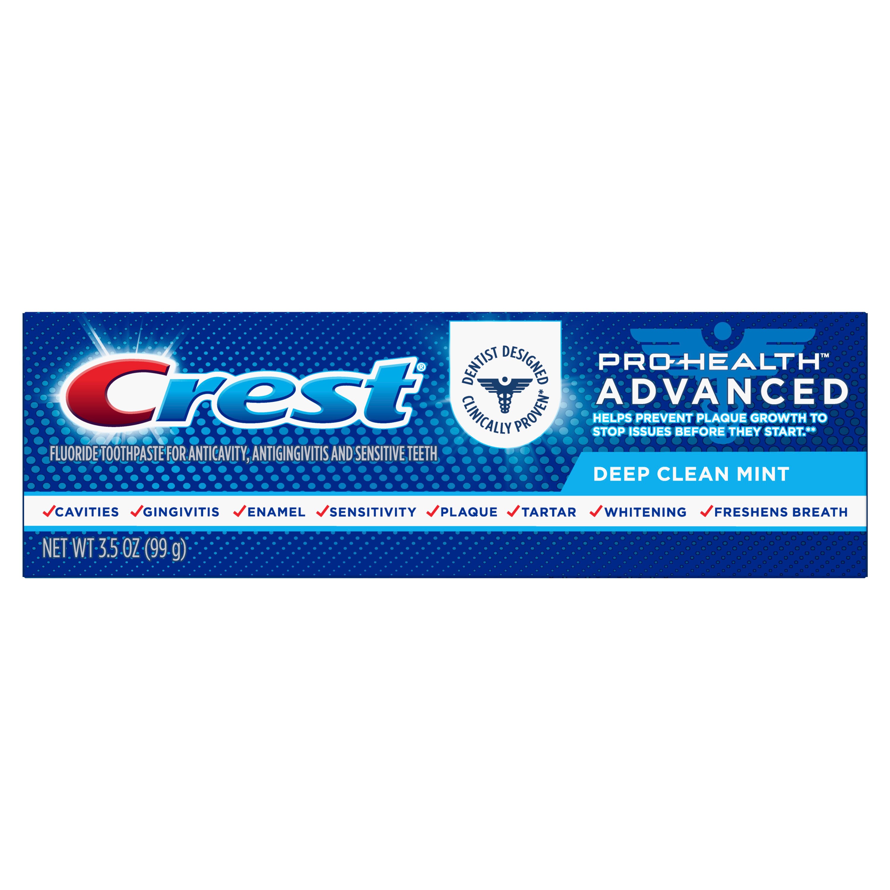 Crest Pro-Health Advanced Fluoride Toothpaste for Anticavity, Antigingivitis, and Sensitive Teeth, Deep Clean Mint