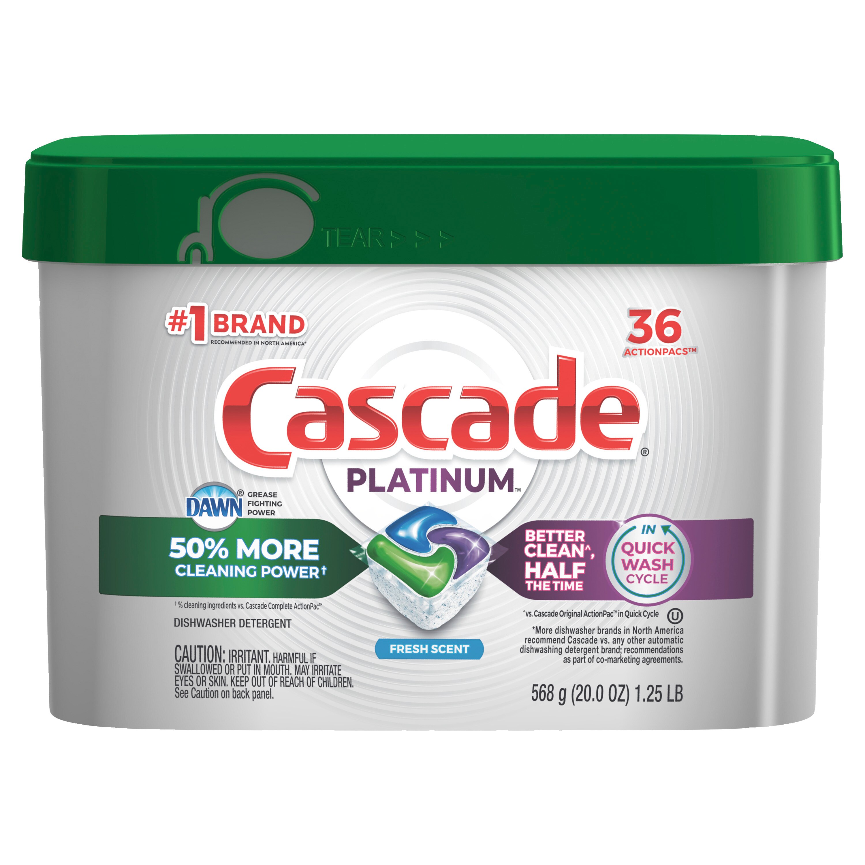 Cascade Platinum ActionPacs Dishwasher Detergent Pods, Fresh