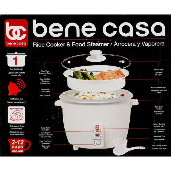Bene Casa Rice Cooker, White, 6 CUP (uncooked)/ 12 CUP (cooked)