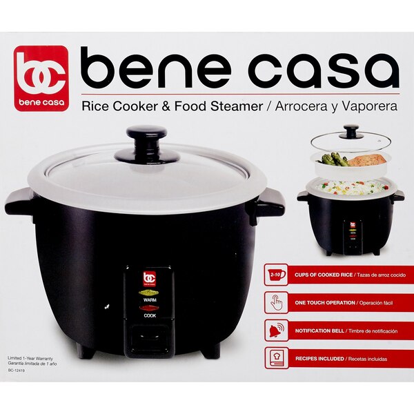 Bene Casa Rice Cooker, Black, 6 CUP (uncooked)/ 12 CUP (cooked)