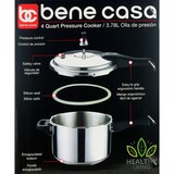 Bene Casa Stove Top Pressure Cooker, Aluminum, 4 LT, thumbnail image 5 of 7