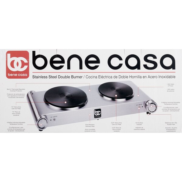 Bene Casa Double Burner, Stainless Steel