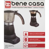 Bene Casa Electric Espresso Maker/Cafetera, Black, 6 CUP, thumbnail image 1 of 6