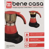 Bene Casa Electric Espresso Maker/Cafetera, Red, 3 CUP, thumbnail image 1 of 6