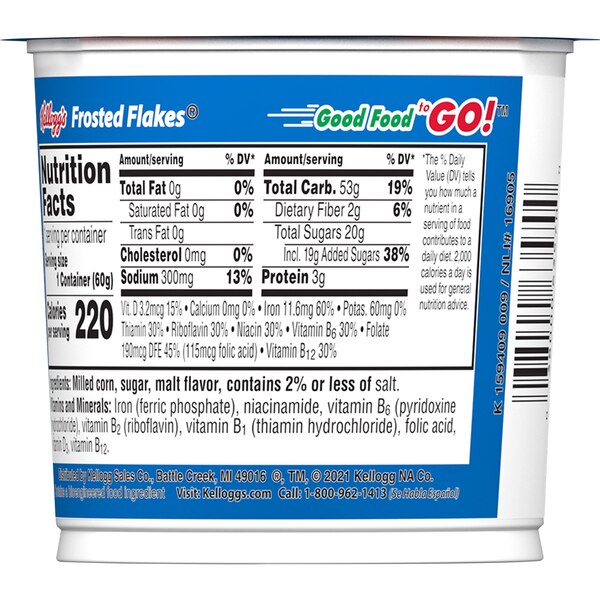 Frosted Flakes Breakfast Cereal Cup, 2.1 oz