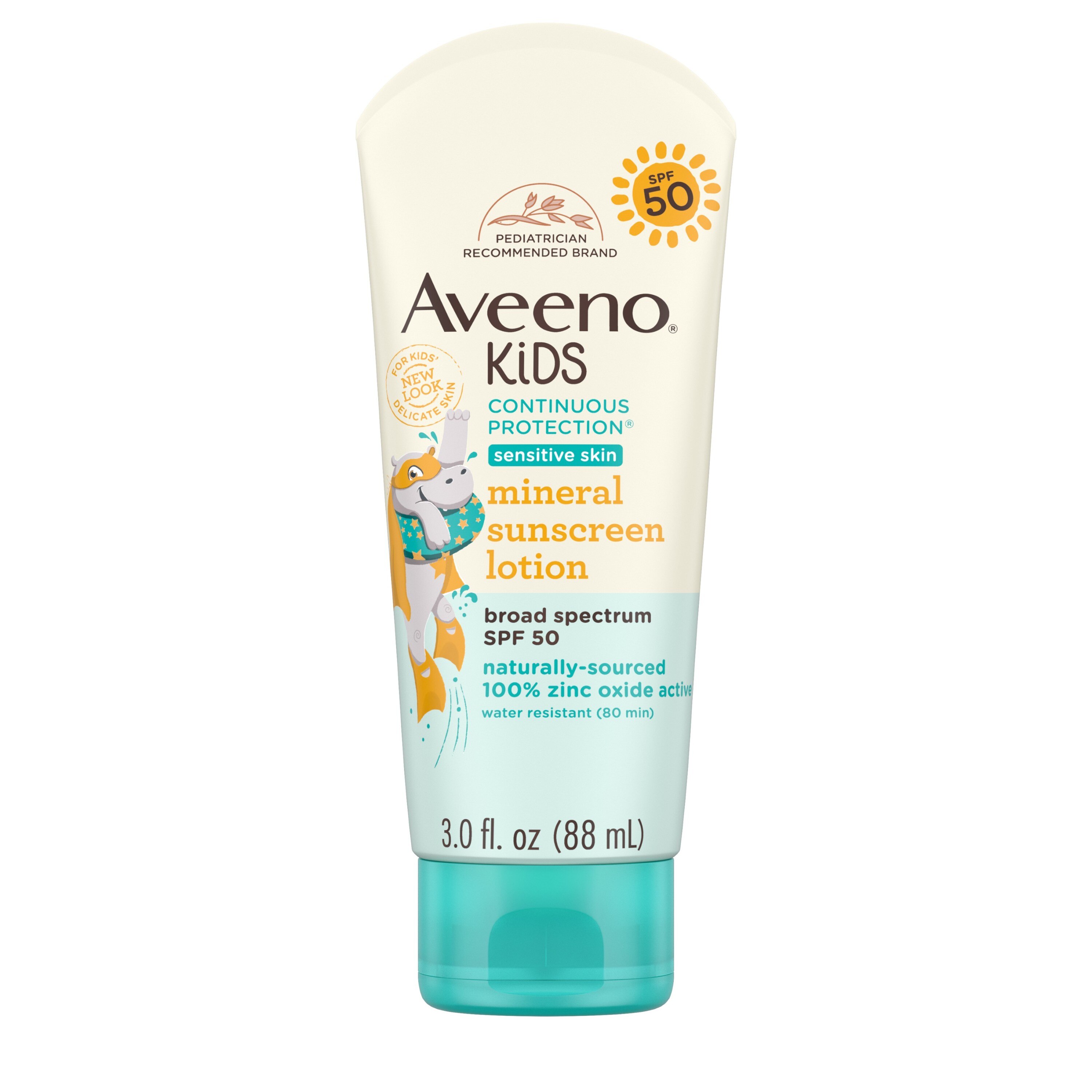 Aveeno Kids Continuous Protection Mineral Sunscreen, SPF 50, 3 fl. Oz image.