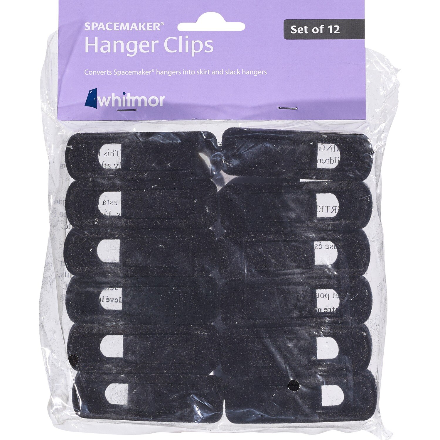 Whitmor 12 piece Spacemaker Hanger Clips, Black