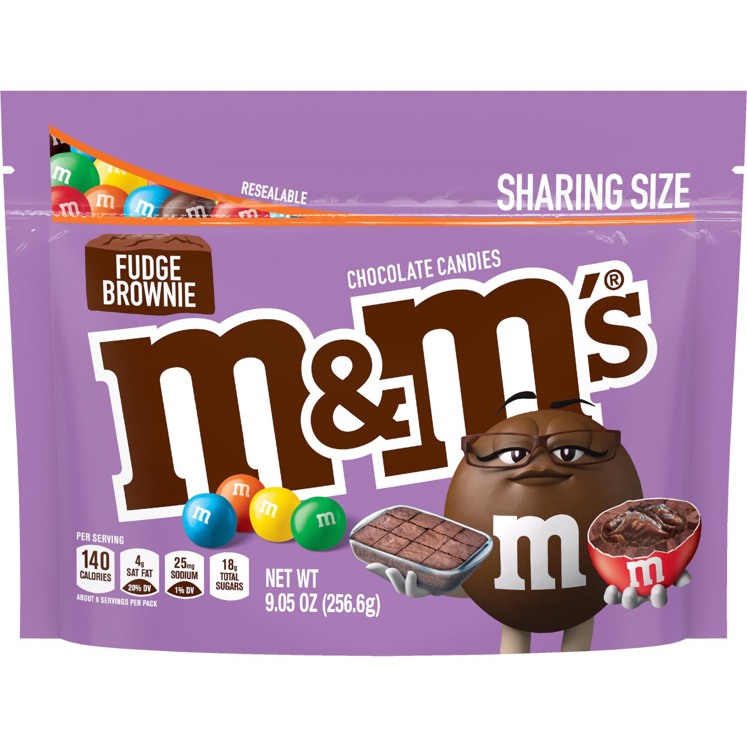 M&M'S Fudge Brownie Sharing Size Chocolate Candy, Stand Up Bag, 9.05 oz image.