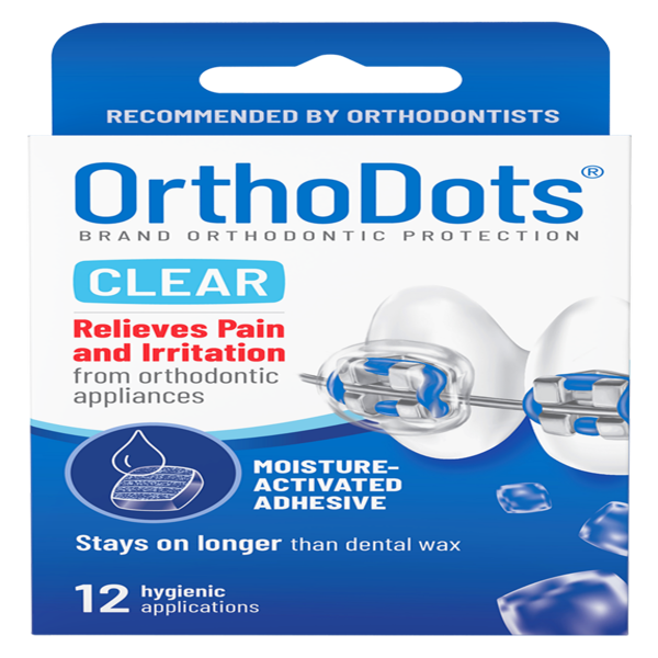 OrthoDots CLEAR, Pain and Irritation Relief from Orthodontic Appliances, 12CT
