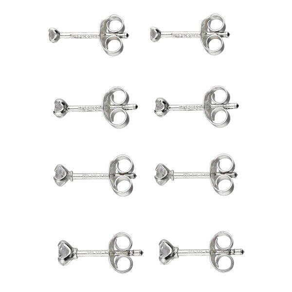 I AM Jewelry Silver Zirconia Stud Earring Set