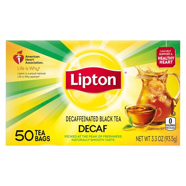 Lipton Decaffeinated Black Tea Bags, 50 ct, 3.3 oz