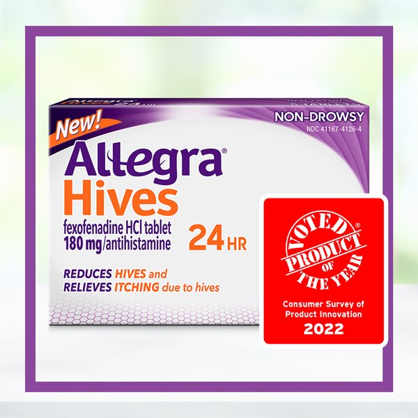Allegra Hives Non-Drowsy 24HR Hive Reduction & Itch Relief, 180mg Fexofenadine HCl, 30 CT