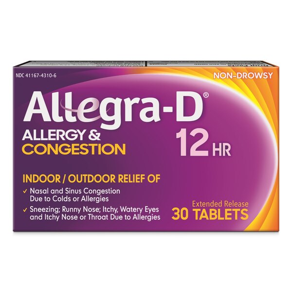 Allegra-D 12HR Allergy Relief & Decongestant Extended Release Tablets, Non-Drowsy