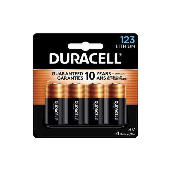 Duracell CR123A 3V Lithium Battery, 4 Count Pack