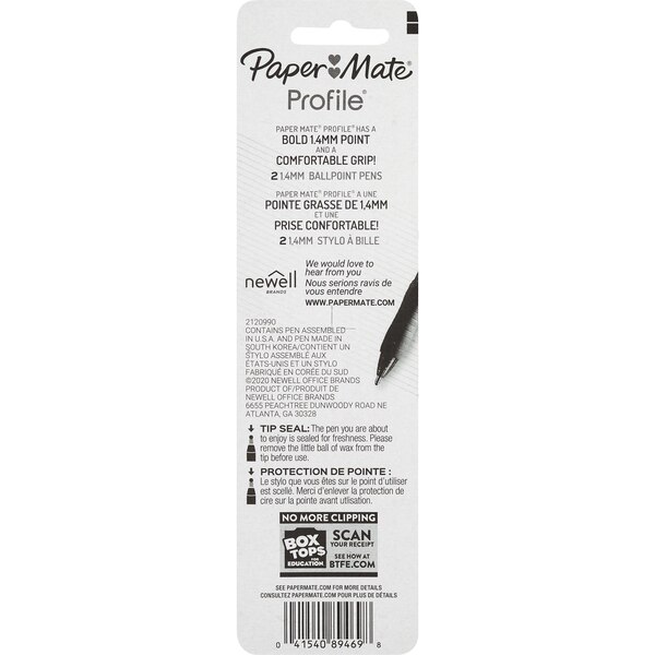 Papermate Profile World's Smoothest 1.4mm Ball Point Pens Blue