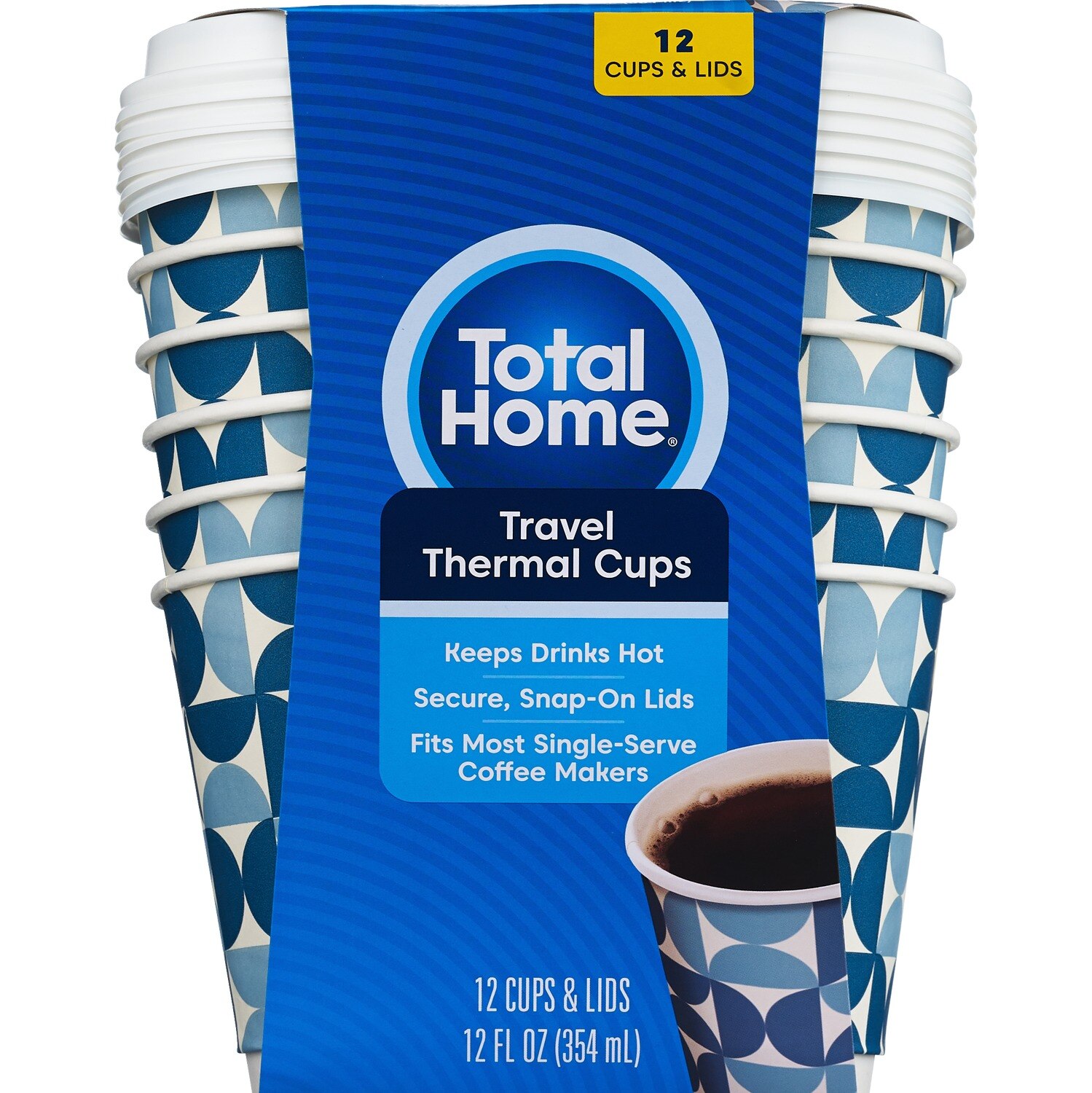 Total Home PerfecTouch Grab'N Go Cups & Lids, 12 oz