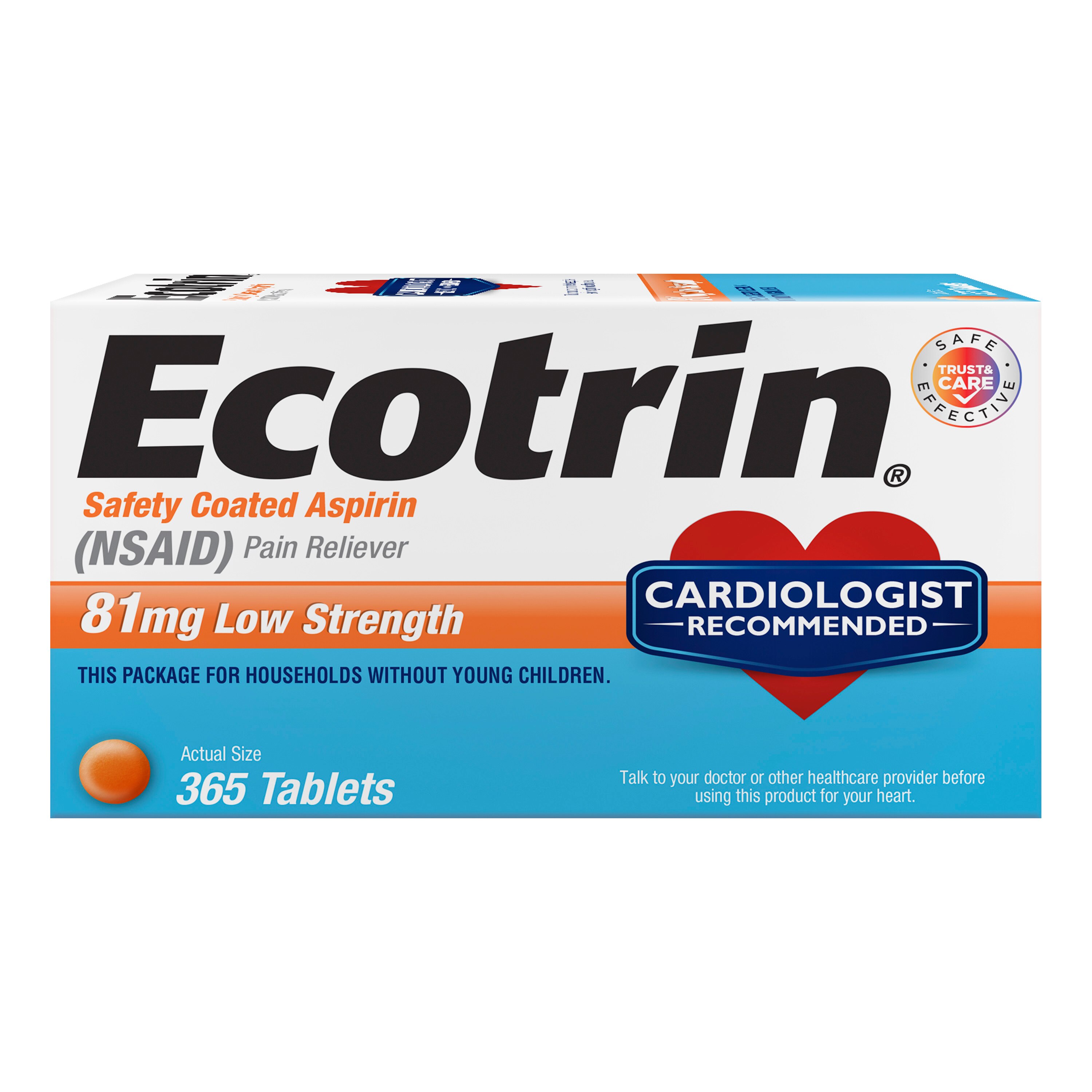 Ecotrin Low Strength Safety Coated Aspirin Tablets, 365 CT