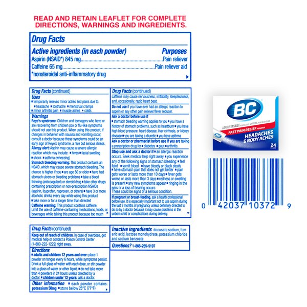 BC Aspirin Fast Pain Relief Powder