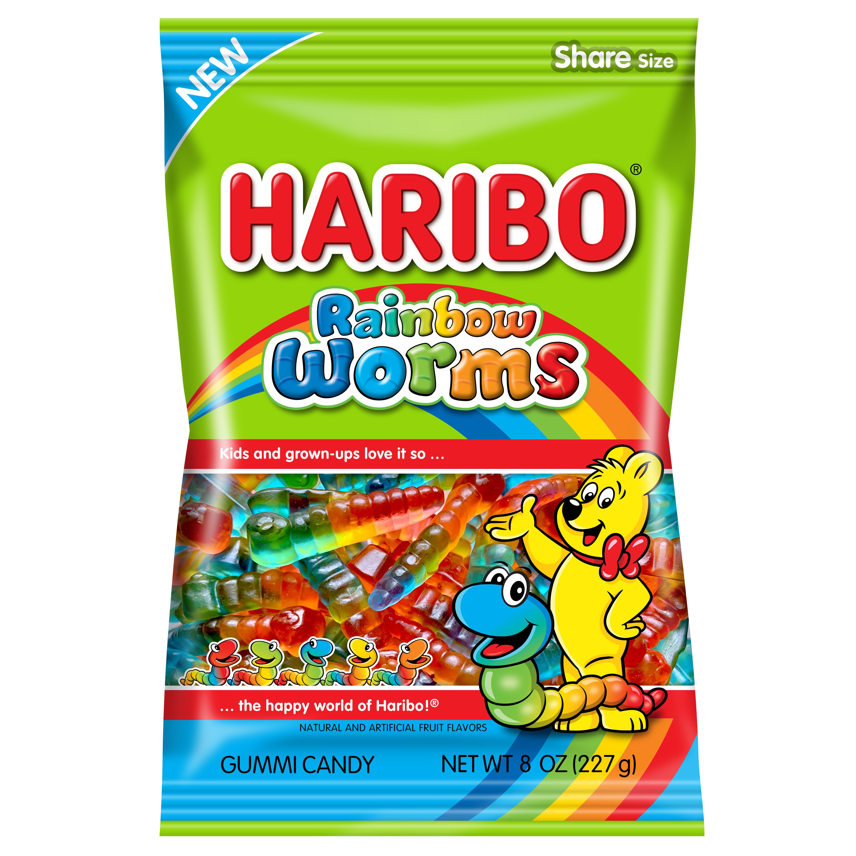 Haribo Rainbow Worms Gummi Candy, 8 oz image.