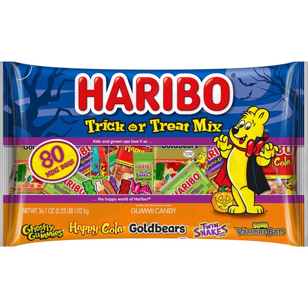 Haribo, Gummi Trick or Treat Mix, 80 ct, 36.1 oz