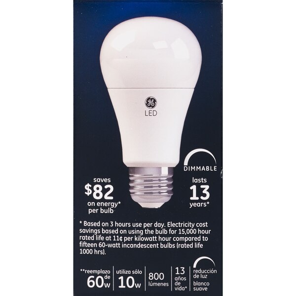 GE LED Soft White Dimmable A19 Light Bulbs, 10w, 2 CT