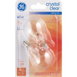 GE Crystal Clear 40w Candelabra Base Ceiling Fan Lightbulbs, thumbnail image 1 of 2