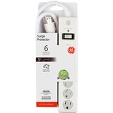 GE Standard 6-Outlet Surge Protector, White, thumbnail image 1 of 2