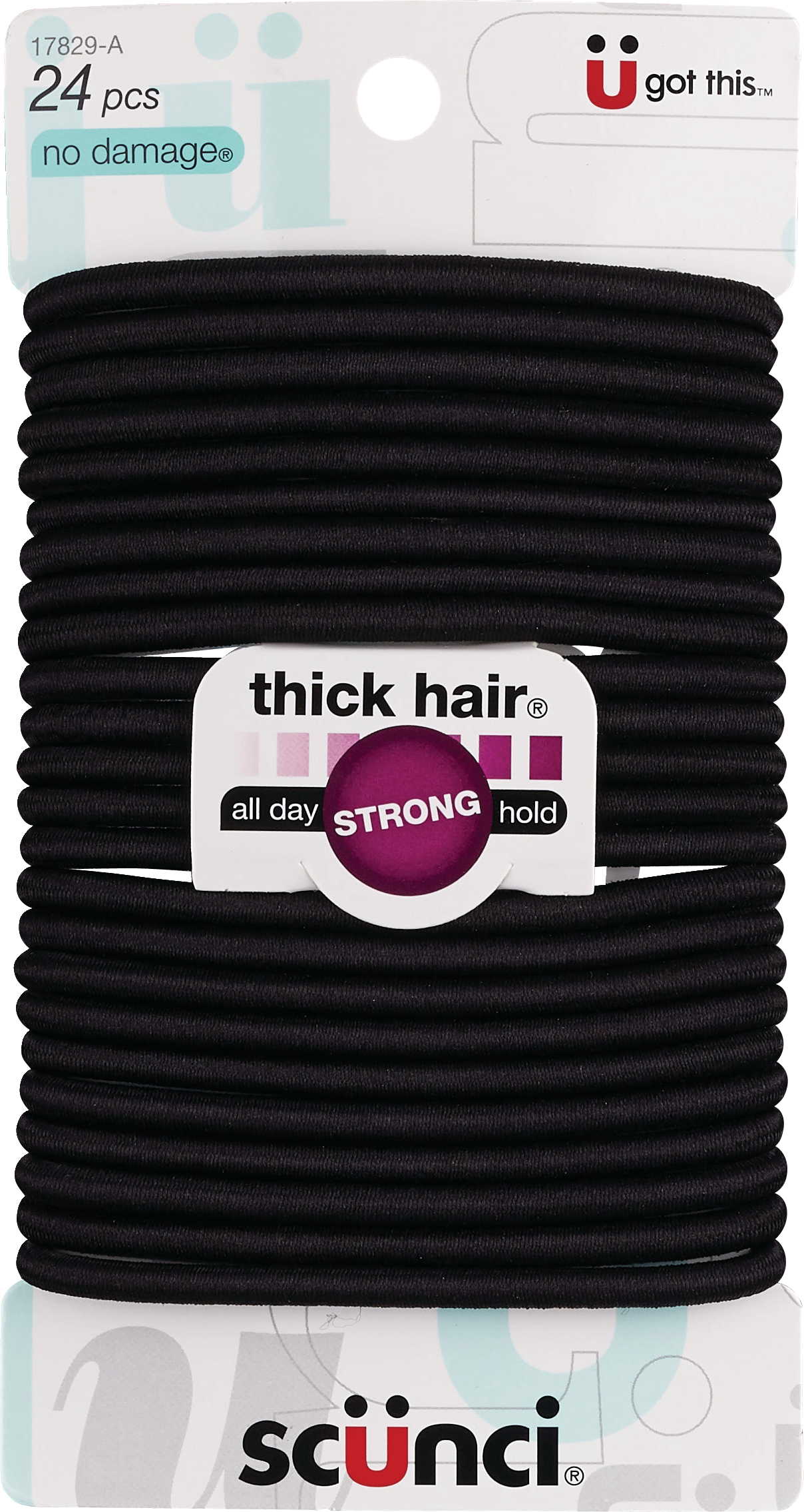 Scunci No Damage Thick Hair Elastics, Black