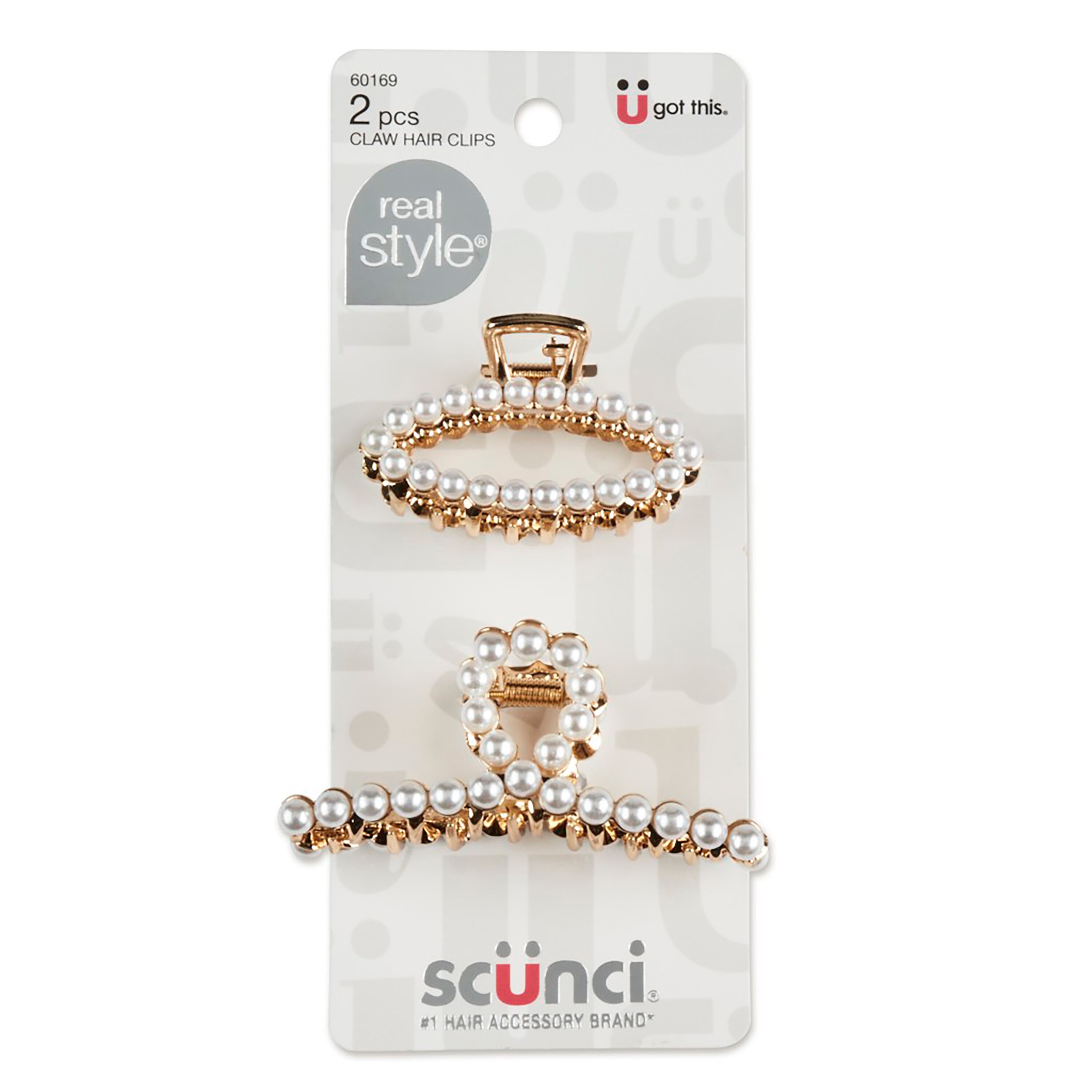 Scunci Pearl Claw Clips 2pk image.