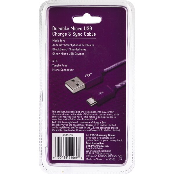 PowerXcel Durable Micro to USB Sync & Charge Cable