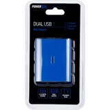 PowerXcel Dual USB Wall Adapter, Blue, thumbnail image 1 of 3