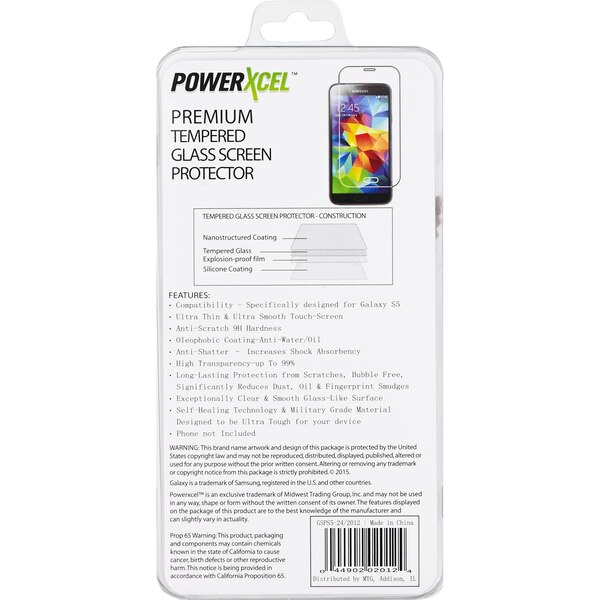 PowerXcel Premium Tempered Glass Screen Protector For Samsung Galaxy S5