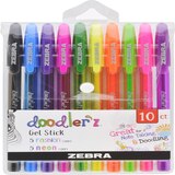 Zebra Pen Doodlerz Gel Stick Pen, 1.0mm Medium, Assorted Neon Colors, 10 CT, thumbnail image 1 of 3
