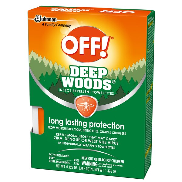 OFF Deep Woods Insect Repellent Towelettes, 12 ct