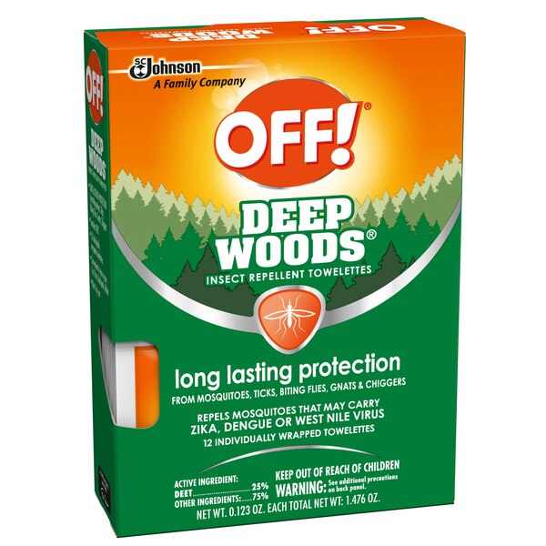 OFF Deep Woods Insect Repellent Towelettes, 12 ct