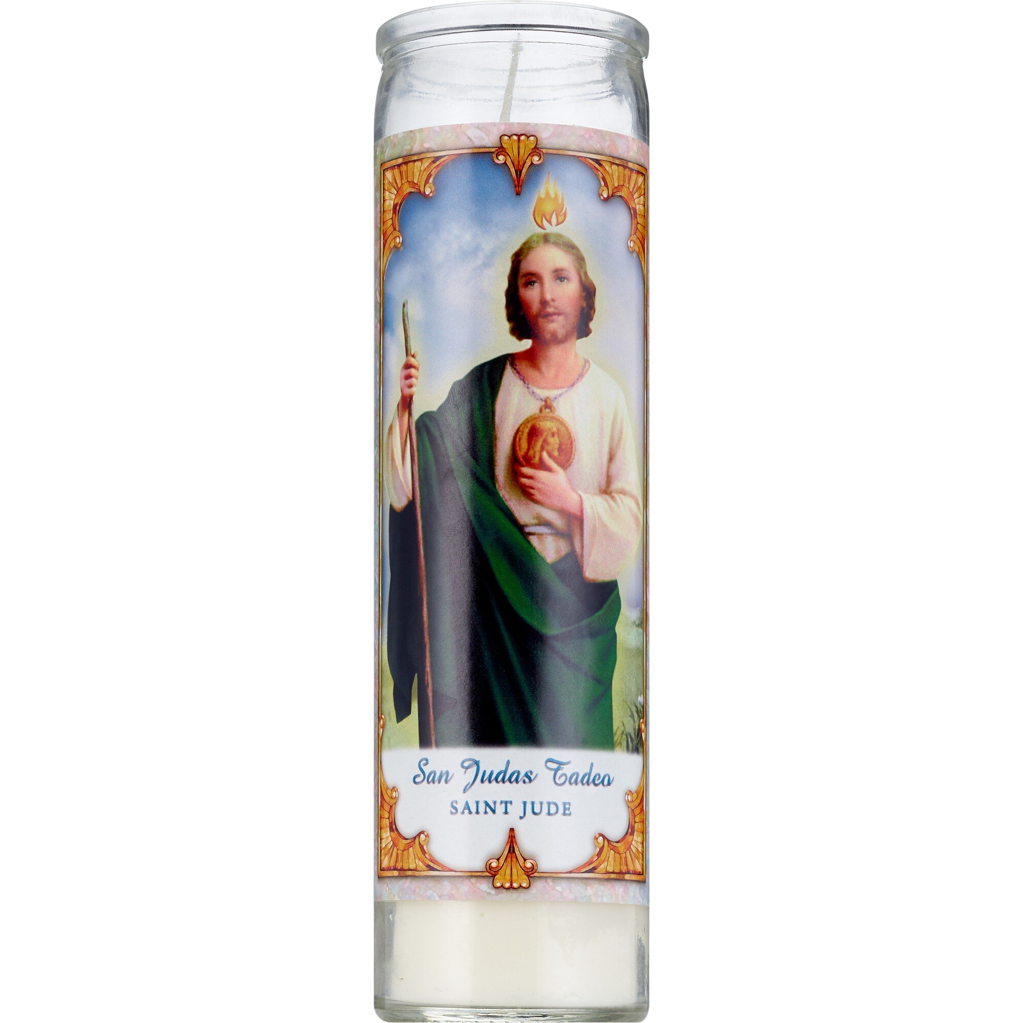 Prayer Candle, St Jude White Wax, 8"