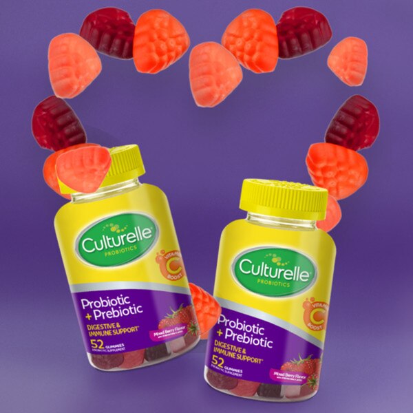 Culturelle Daily Prebiotic + Probiotic Gummies, Mixed Berry, 52 CT