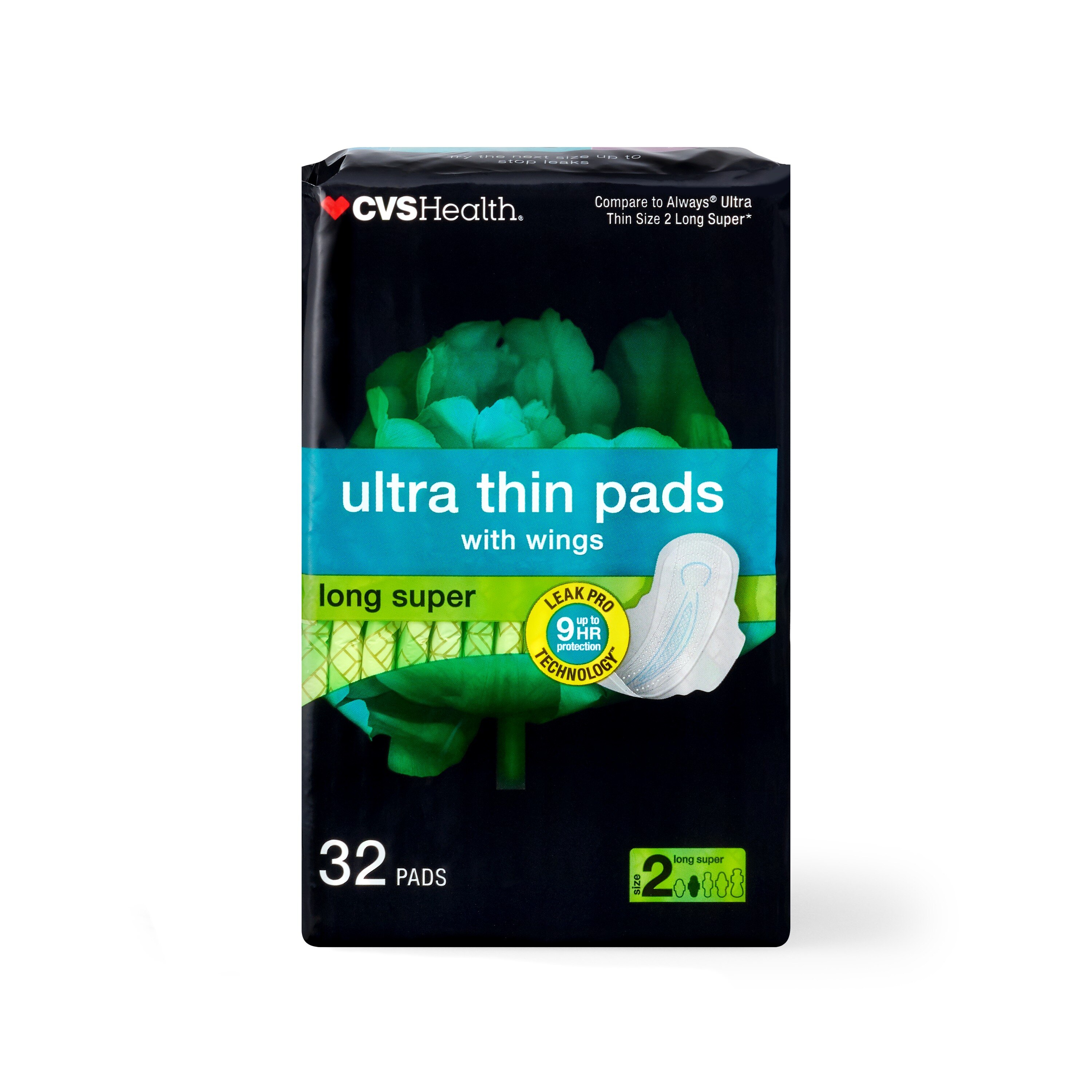 CVS Health Ultra Thin Long Pads with Wings, Super image.