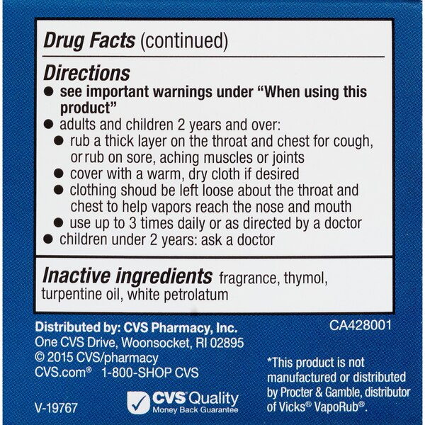 CVS Health Medicated Chest Rub Cough Suppressant